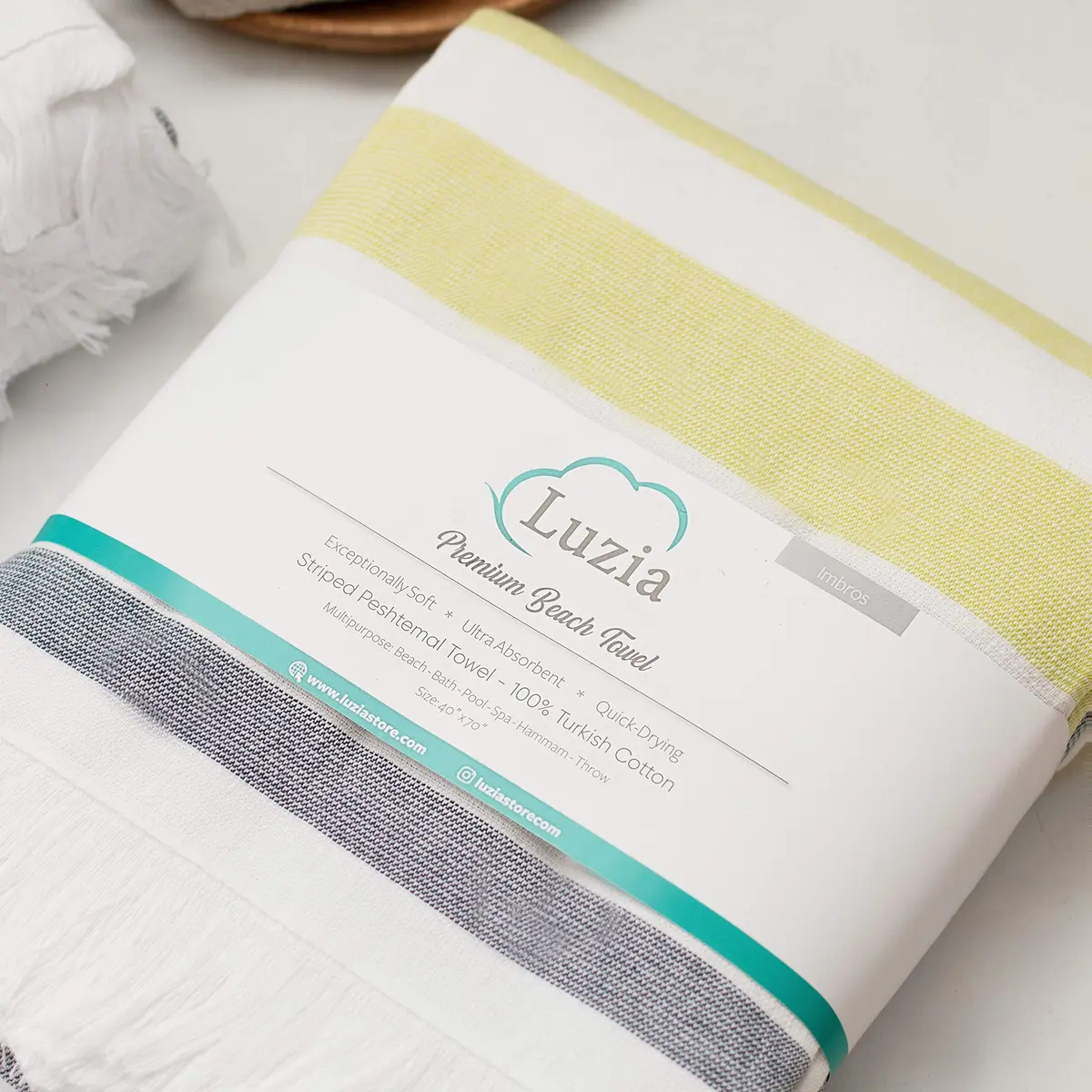 Luzia Striped Peshtemal Multi-Use Towel 102cm x 178cm (40 x 70 inches) | Premium Turkish Cotton, Quick Drying - view 2
