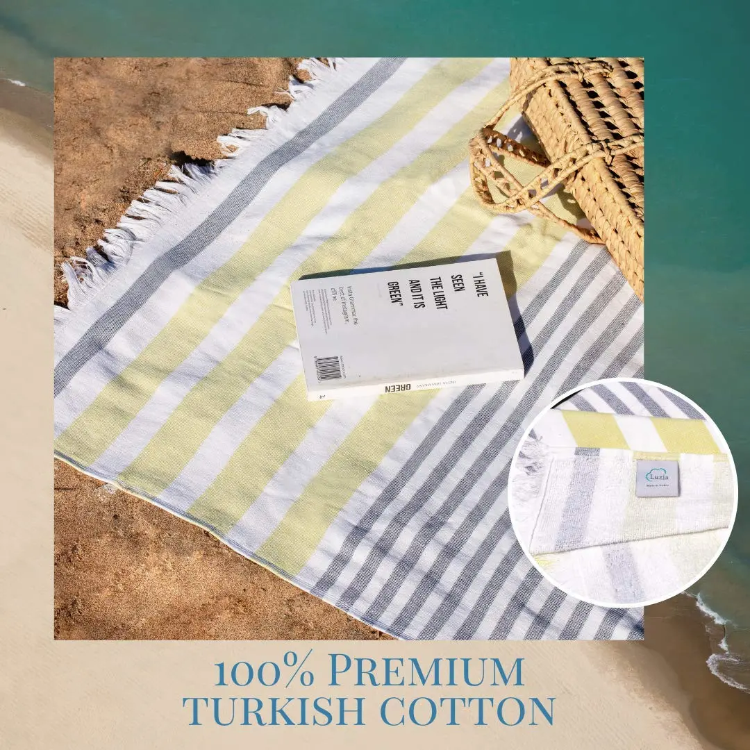Luzia Striped Peshtemal Multi-Use Towel 102cm x 178cm (40 x 70 inches) | Premium Turkish Cotton, Quick Drying - view 3