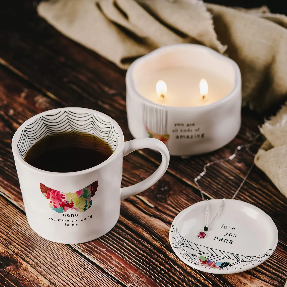 Pavilion Gift Company Nana Butterfly Rainbow Stripe Stoneware Coffee Mug 473ml (16 Oz) | Dishwasher Safe - view 7