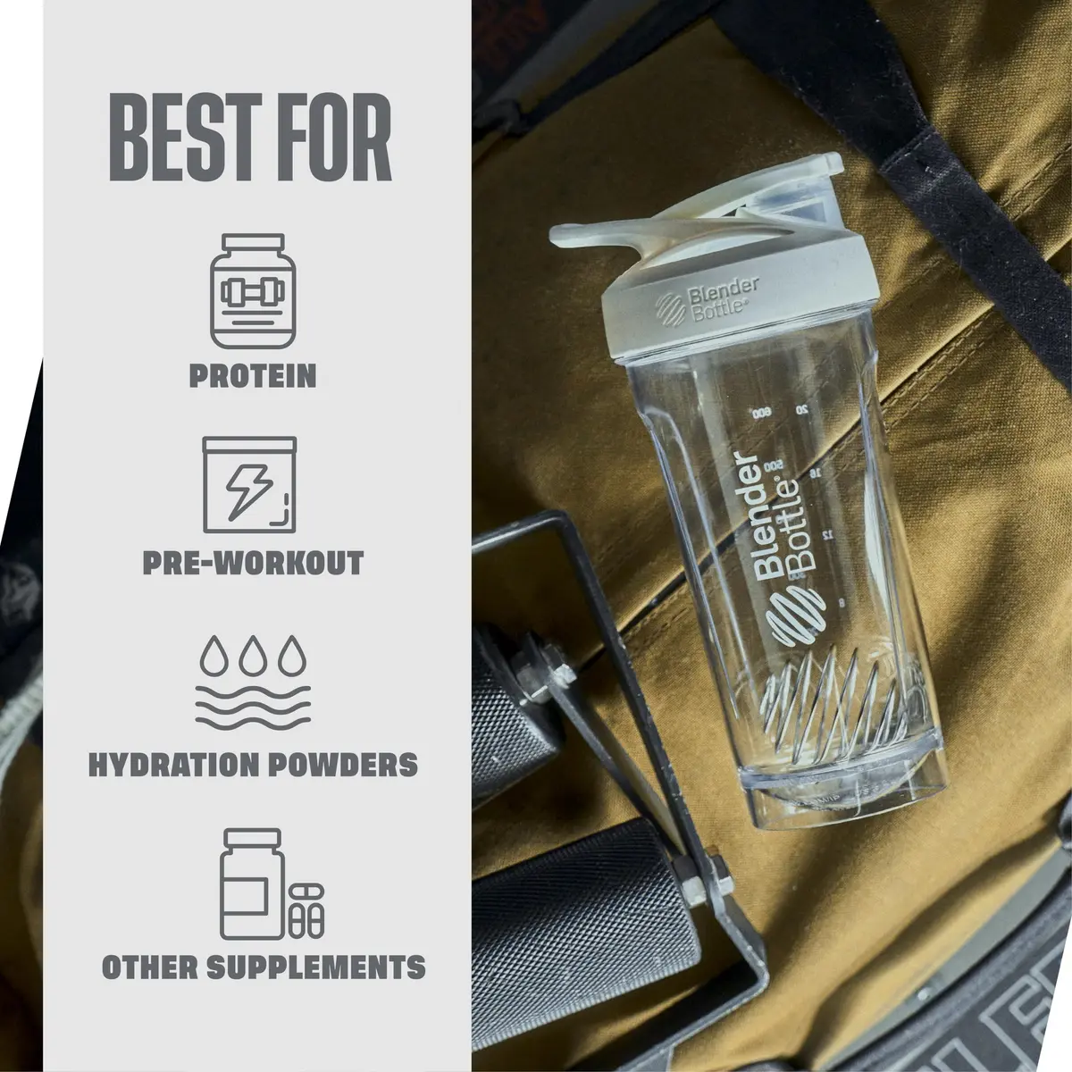 BlenderBottle Strada Shaker Bottle 28 oz (828 ml) White | Push-Button Flip Cap & BlenderBall Whisk - view 5