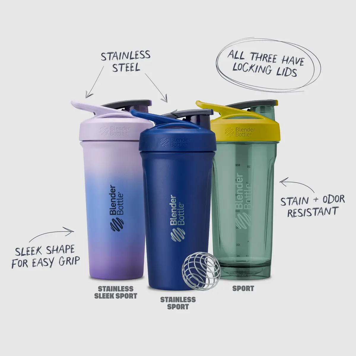 BlenderBottle Strada Shaker Bottle 28 oz (828 ml) White | Push-Button Flip Cap & BlenderBall Whisk - view 6