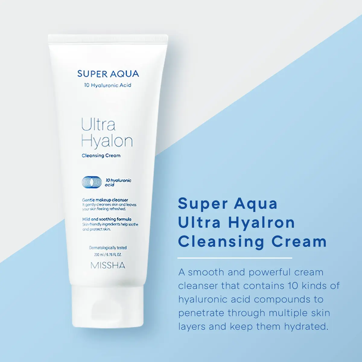 MISSHA Super Aqua Ultra Hyalron Cleansing Cream 200ml | Hydrating Deep Cleanser for Sensitive Skin - view 2