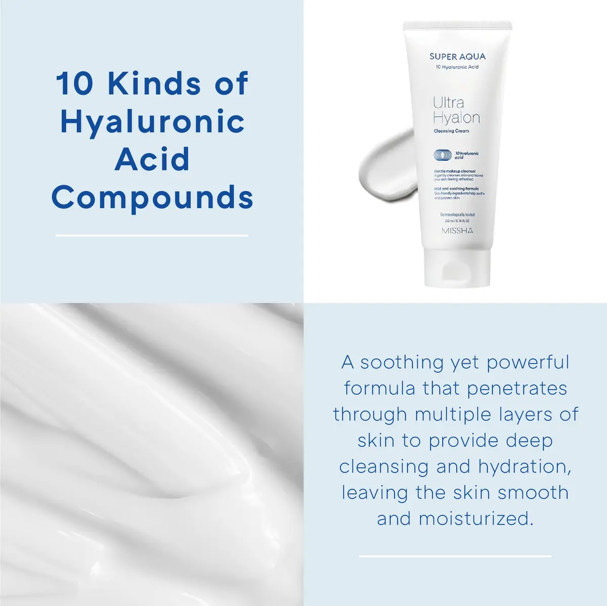 MISSHA Super Aqua Ultra Hyalron Cleansing Cream 200ml | Hydrating Deep Cleanser for Sensitive Skin - view 4