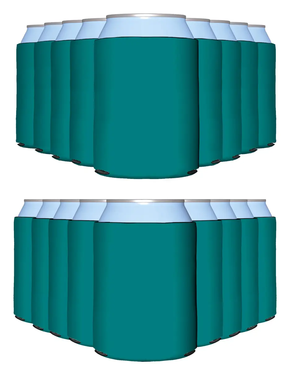 PartyPrints Teal Blank Can Cooler Sleeves (100 Pack) | Customizable Foam Insulators for 12oz & 16oz Cans - main product image