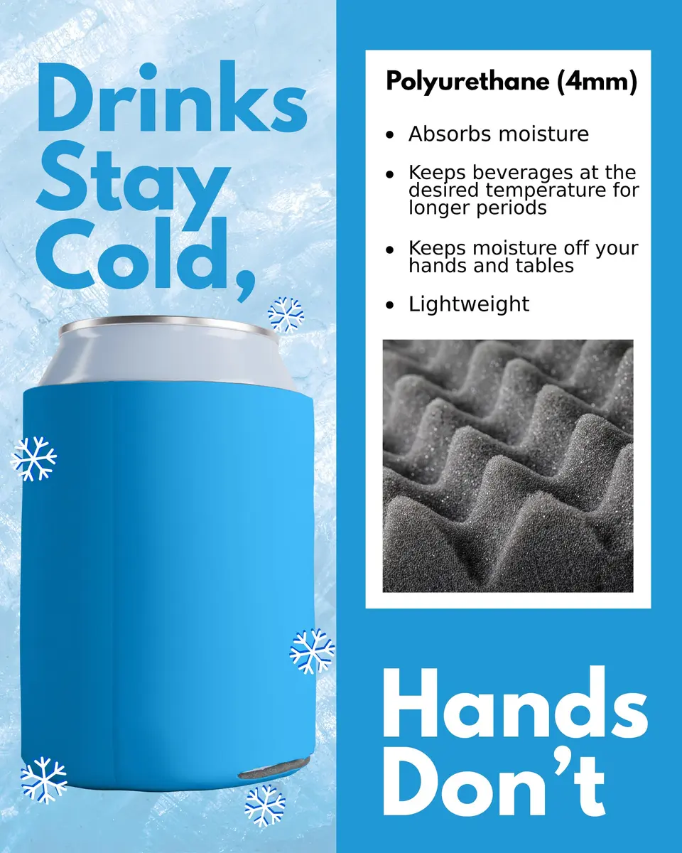 PartyPrints Robins Egg Blue Blank Can Cooler Sleeves (100 Pack, 156ml/5.5oz) | Customizable Foam Drink Holder for Parties - view 6