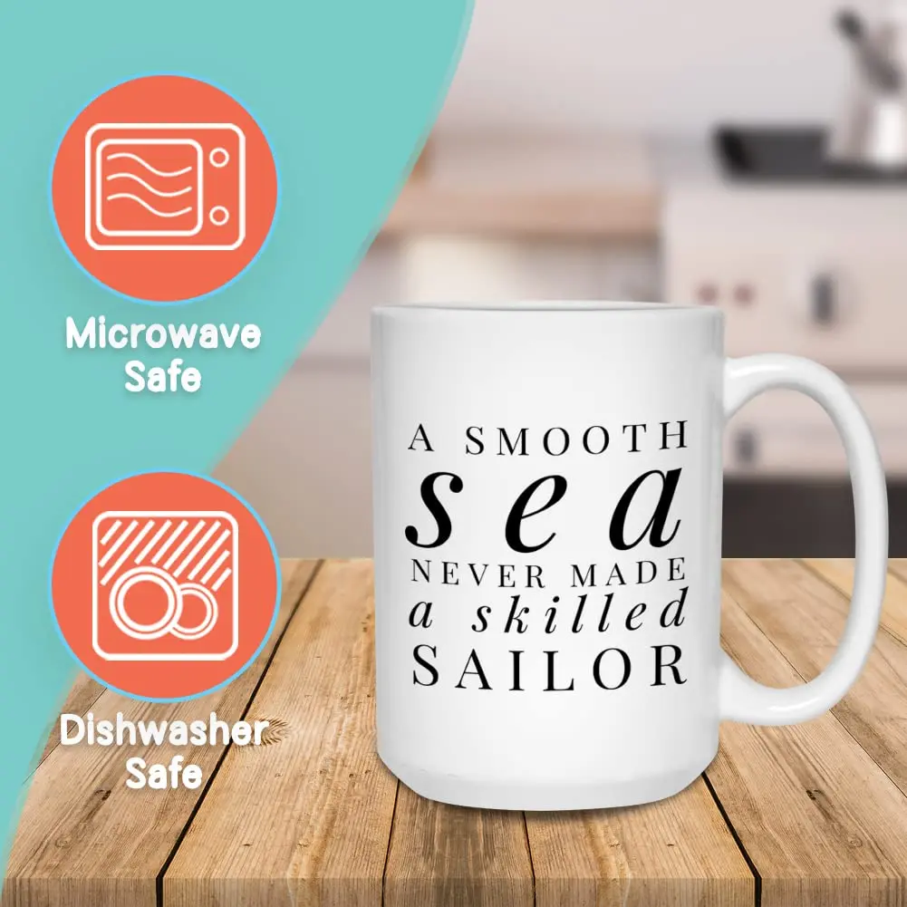 Bubble Hugs Sailor Coffee Mug 443ml (15 Oz) | Smooth Sea Never Made a Skilled Sailor - view 2