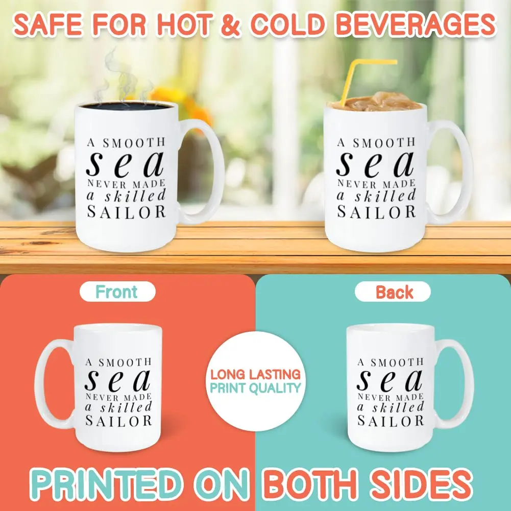 Bubble Hugs Sailor Coffee Mug 443ml (15 Oz) | Smooth Sea Never Made a Skilled Sailor - view 3