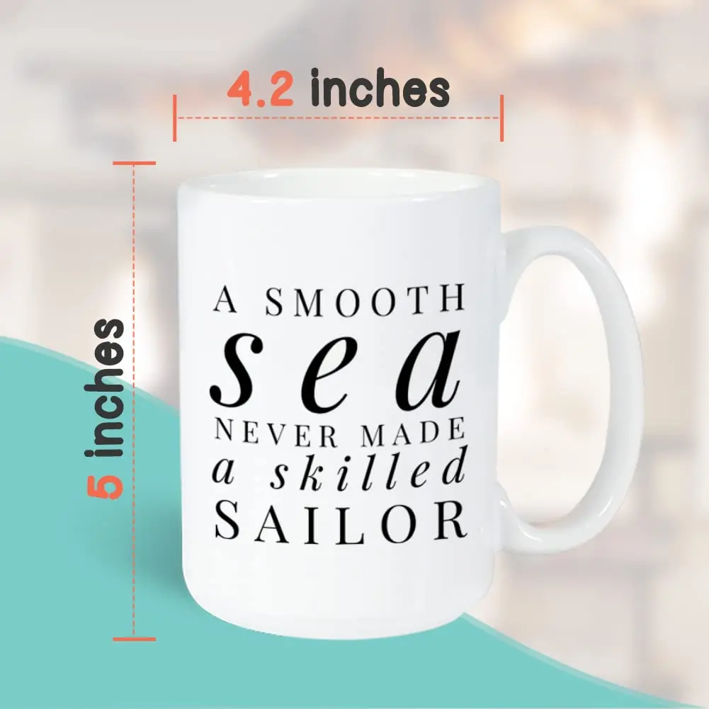 Bubble Hugs Sailor Coffee Mug 443ml (15 Oz) | Smooth Sea Never Made a Skilled Sailor - view 4