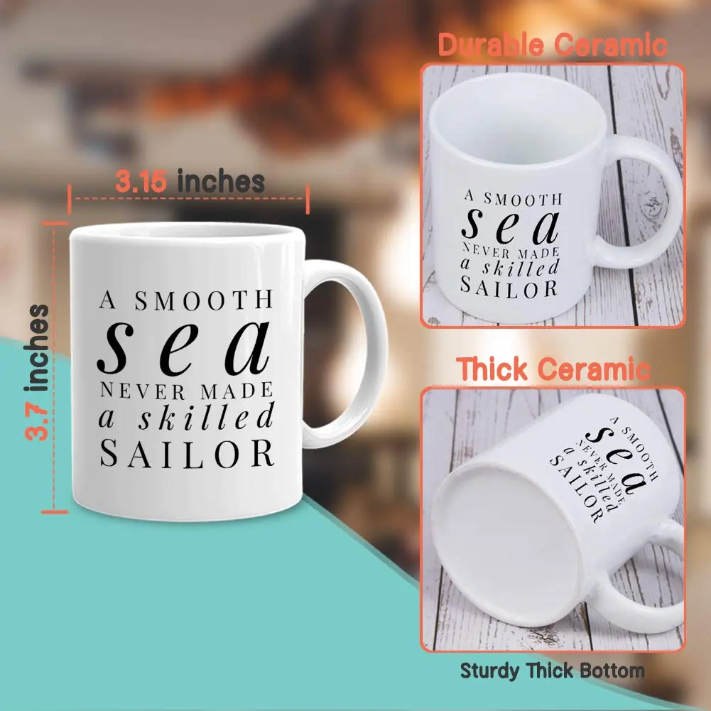 Bubble Hugs Sailor Coffee Mug 11 Oz (325 ml) | A Smooth Sea Never Made a Skilled Sailor Mug - view 4