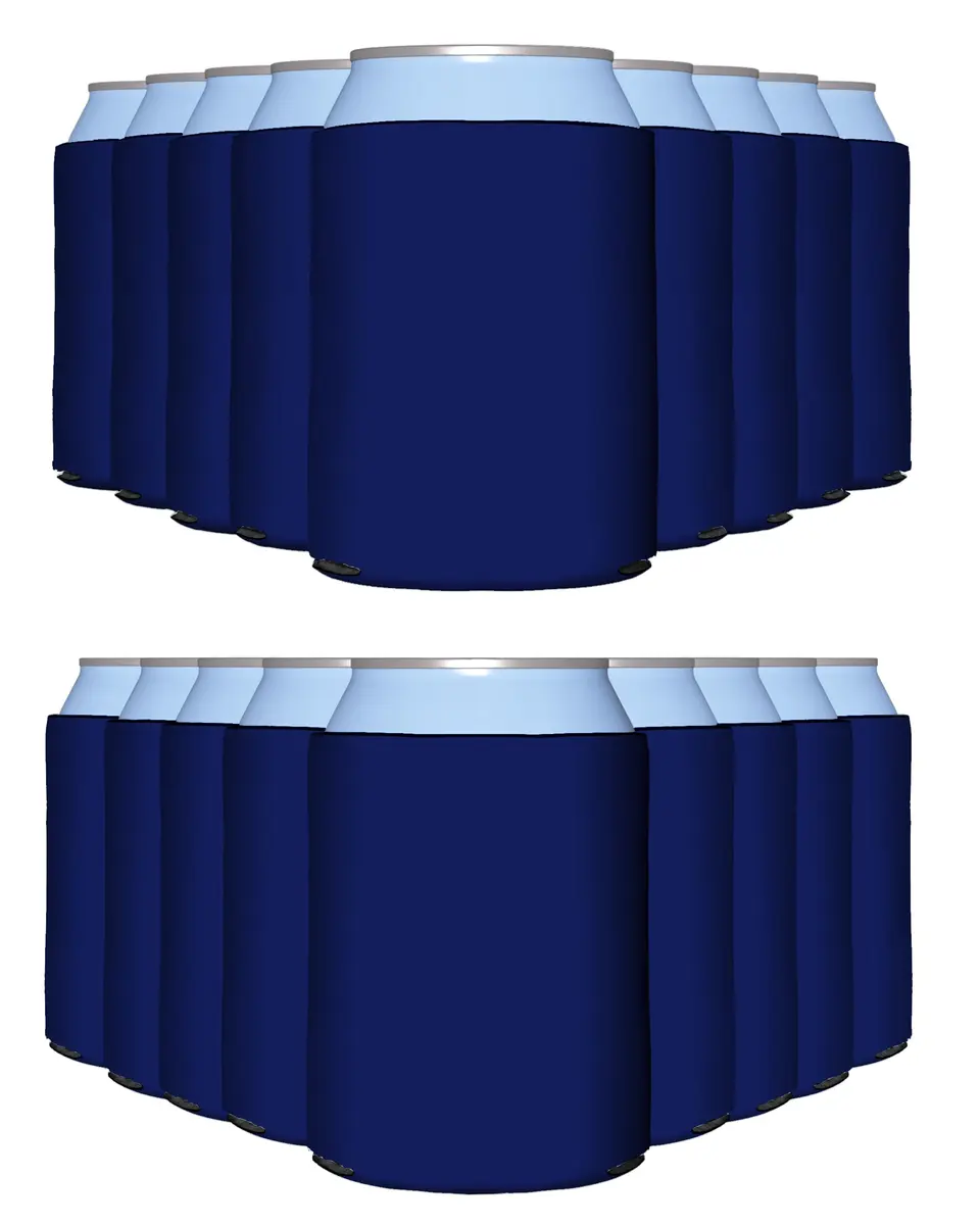 PartyPrints Navy Blue Blank Can Cooler Sleeves 100 Pack | Customizable Foam Drink Holder for 12oz & 16oz Cans - main product image
