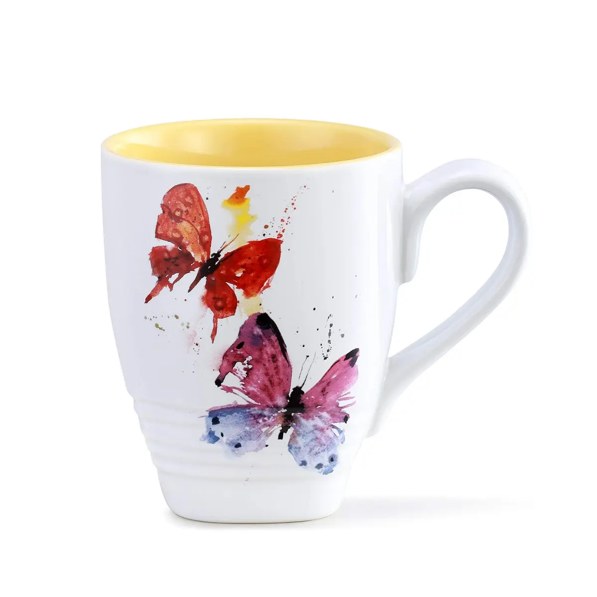 DEMDACO Flock of Butterflies Mug by Dean Crouser, Glossy Stoneware | Vibrant Watercolor Design, 16oz, Microwave & Dishwasher Safe - main product image