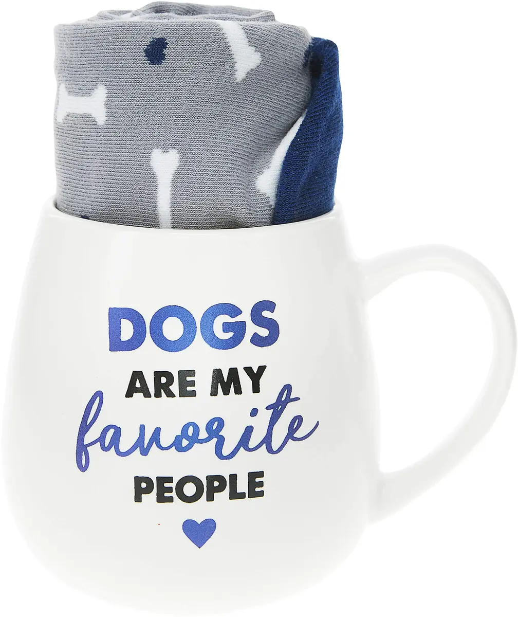 Pavilion Gift Company Dogs Are My Favorite People - Bone Socks & 15.5 Oz Coffee Cup Mug Gift Set - main product image
