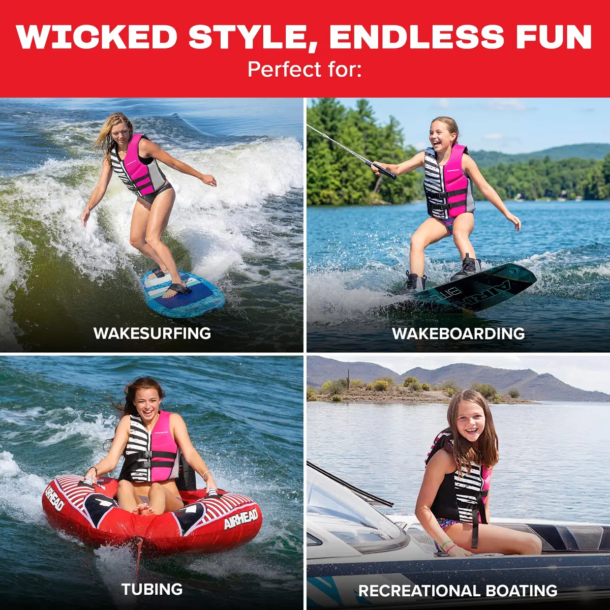 Airhead WICKED Kwik-Dry Neolite Flex Life Jacket for Adults | USCG Approved Level 70 Watersports Vest - view 4