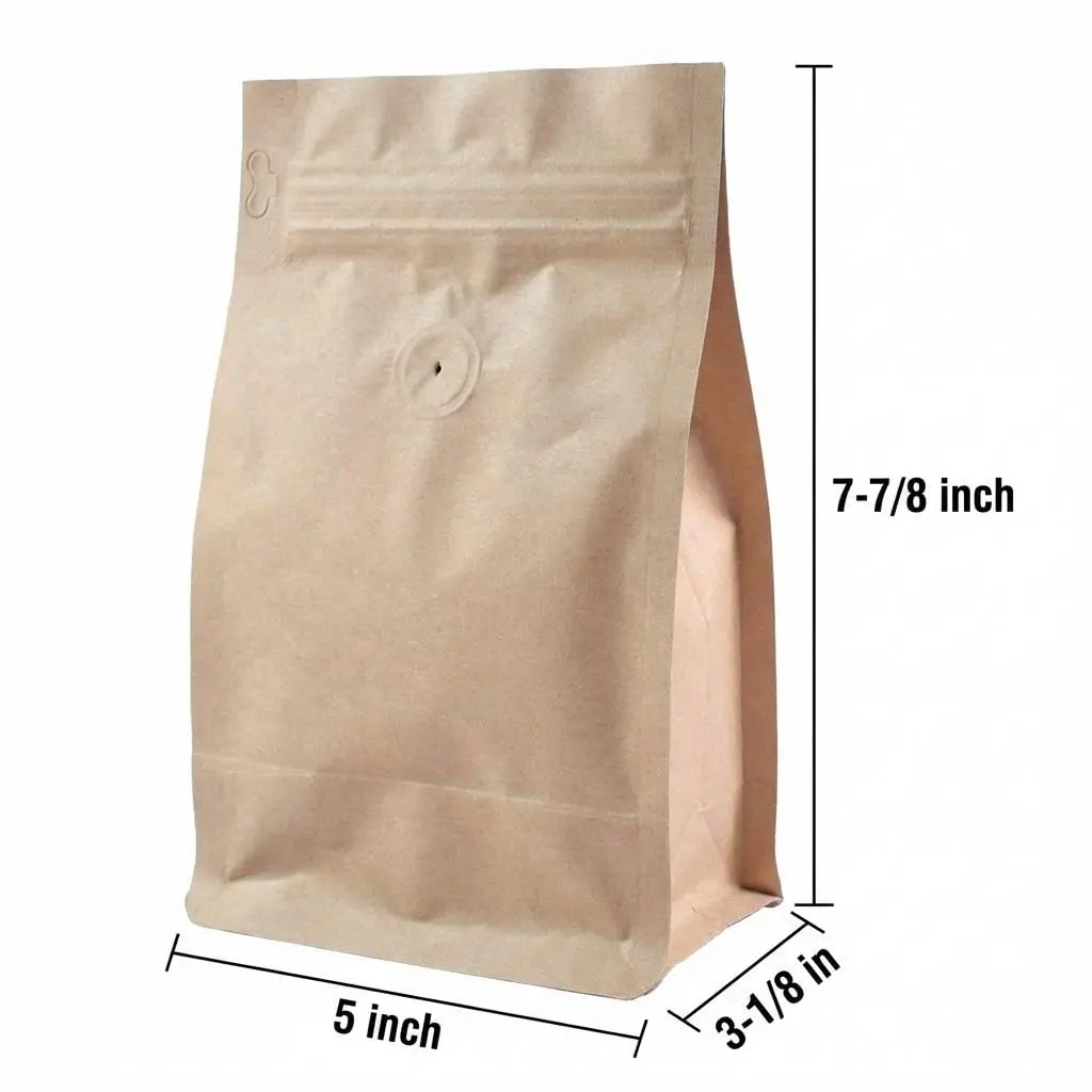 Awe Package Resealable Zipper Box Pouch Coffee Bag with Valve, 340g (12 oz) - 50 Count, Kraft - view 3