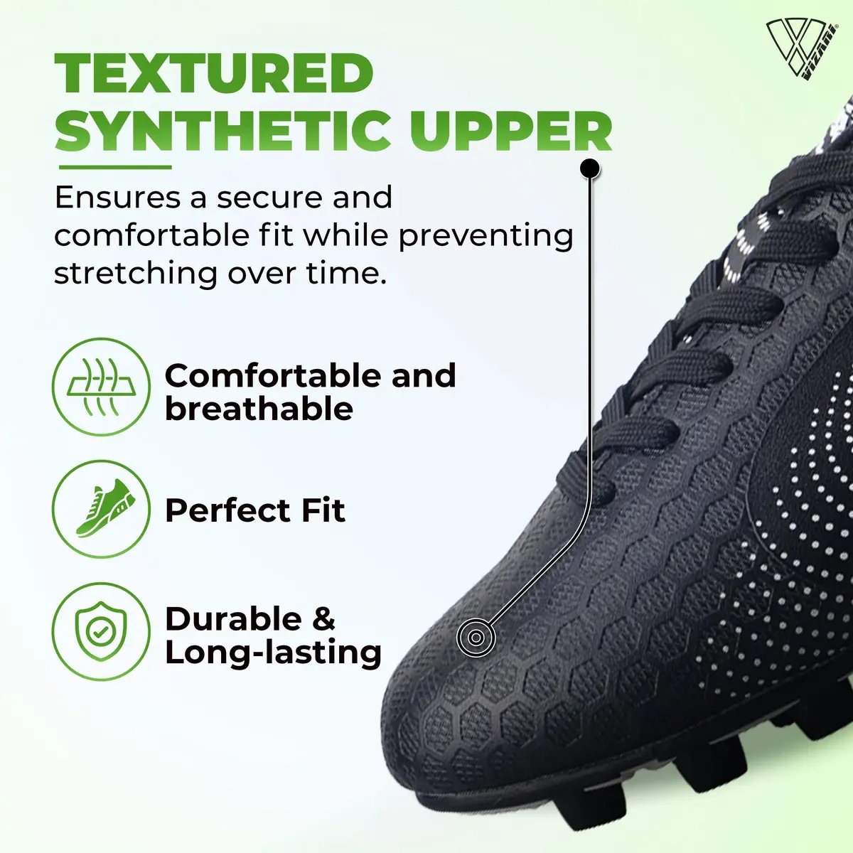 Vizari Stealth Boys Girls Soccer Cleats | Youth Firm Ground Athletic Shoes for Toddler, Little Kid, Big Kid - view 4
