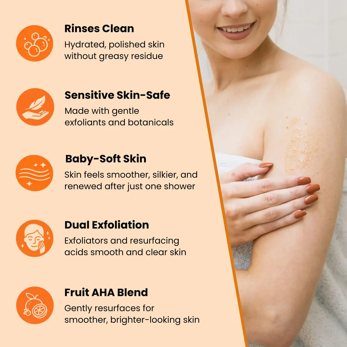 Yu-Be Foaming Skin Polish – Face & Body Exfoliating Scrub 6.7 fl oz | Gentle Fruit AHAs & Walnut Polish - view 3