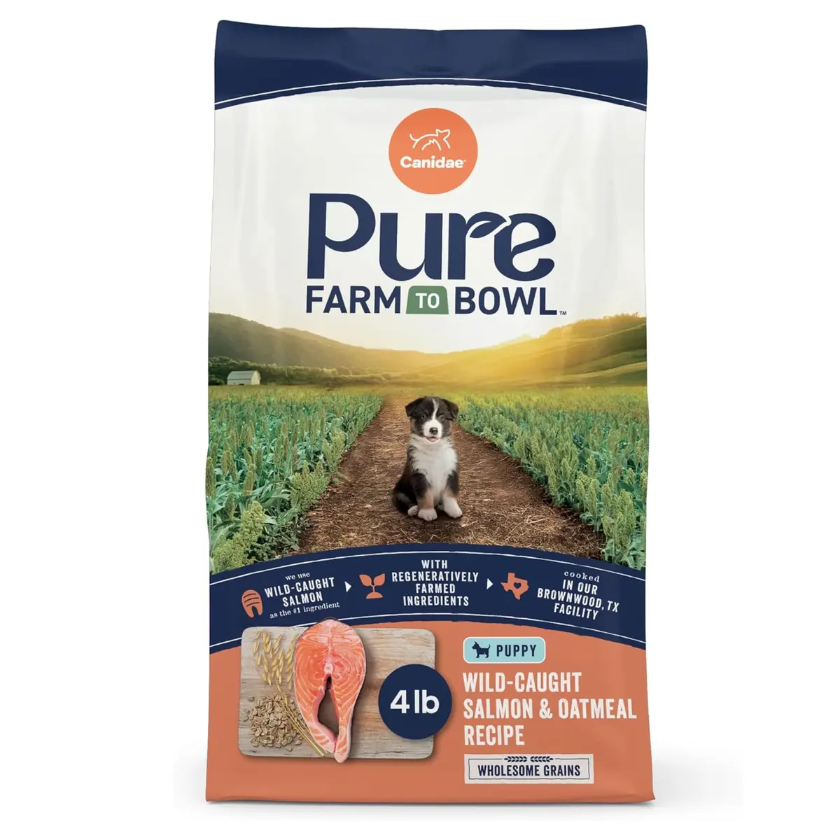 CANIDAE Pure Farm to Bowl Puppy Food 4 lb | Salmon & Oatmeal, Grain-Free, Balanced Nutrition - main product image