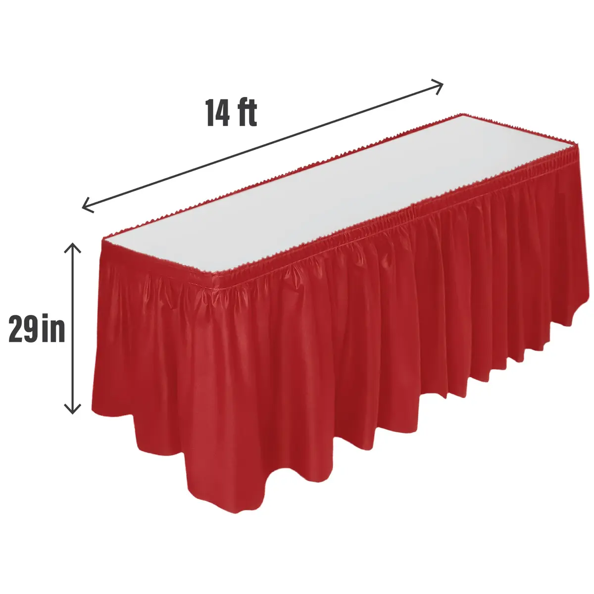 DecorRack Red Plastic Table Skirt 4.26 m (14 ft) | Easy Adhesive Installation for Parties - view 2