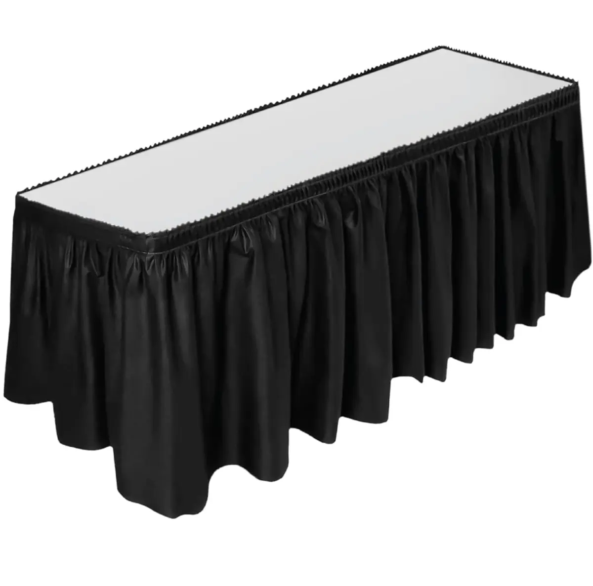 DecorRack Black Plastic Table Skirt 4.26 m (14 ft) | BPA-Free, Reusable, Rectangular for Events - main product image