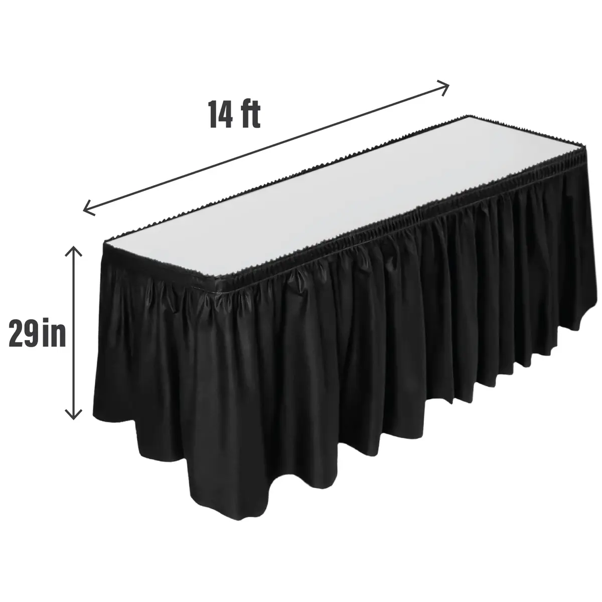 DecorRack Black Plastic Table Skirt 4.26 m (14 ft) | BPA-Free, Reusable, Rectangular for Events - view 2