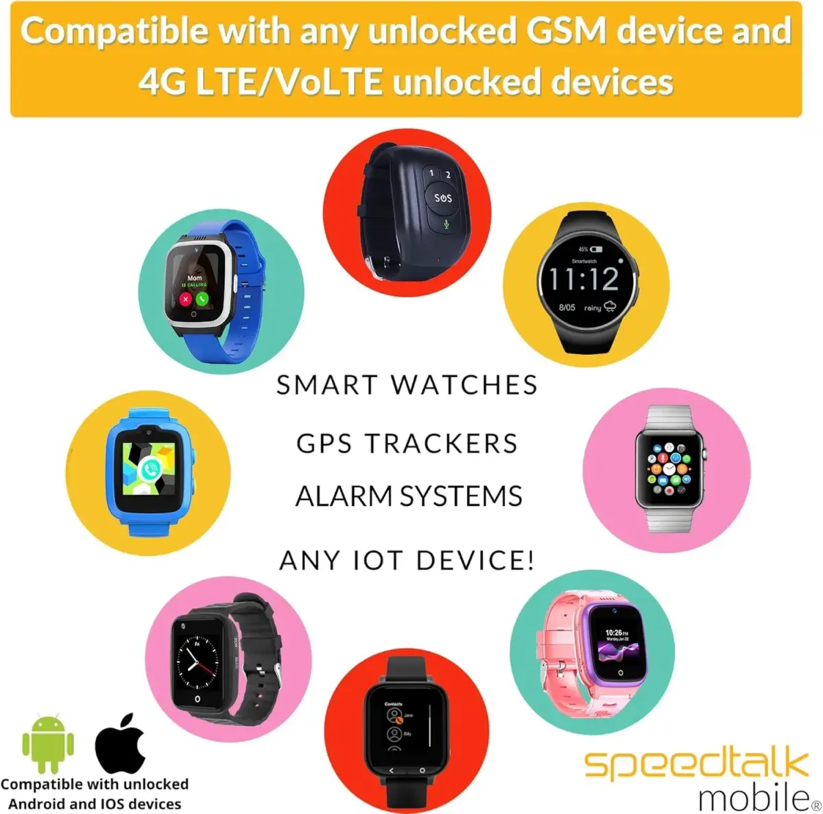 SpeedTalk Mobile Smartwatch SIM Card Kit - Triple Cut Nano/Micro/Standard for 4G Wearables | No Contract, No Credit Check - view 3