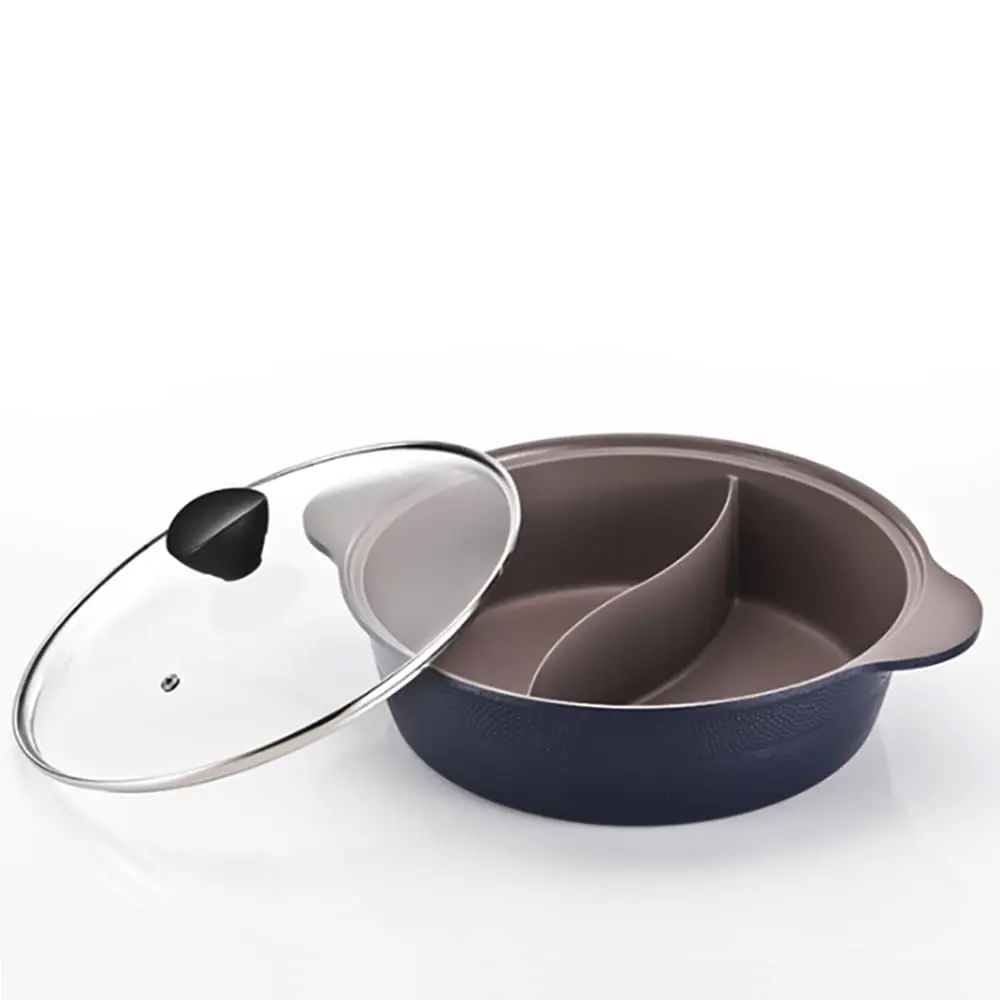 LP LIVING PLUS IH Shabu Shabu Stock Pot 2.7L (2.9 Quarts) | Dual Divider Ceramic Cookware - main product image