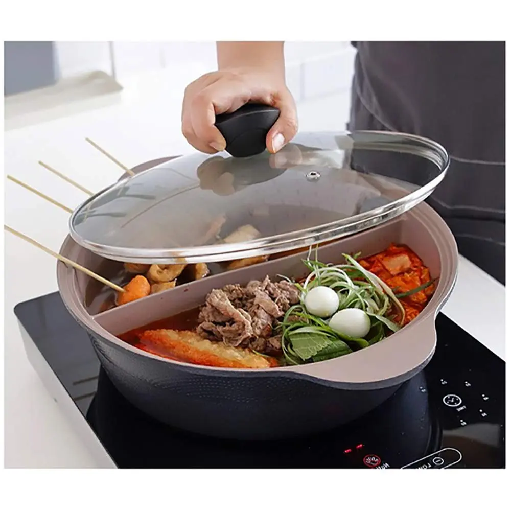 LP LIVING PLUS IH Shabu Shabu Stock Pot 2.7L (2.9 Quarts) | Dual Divider Ceramic Cookware - view 7