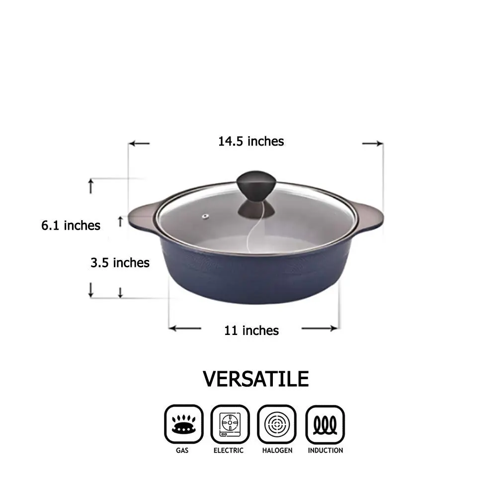 LP LIVING PLUS IH Shabu Shabu Stock Pot 2.7L (2.9 Quarts) | Dual Divider Ceramic Cookware - view 3
