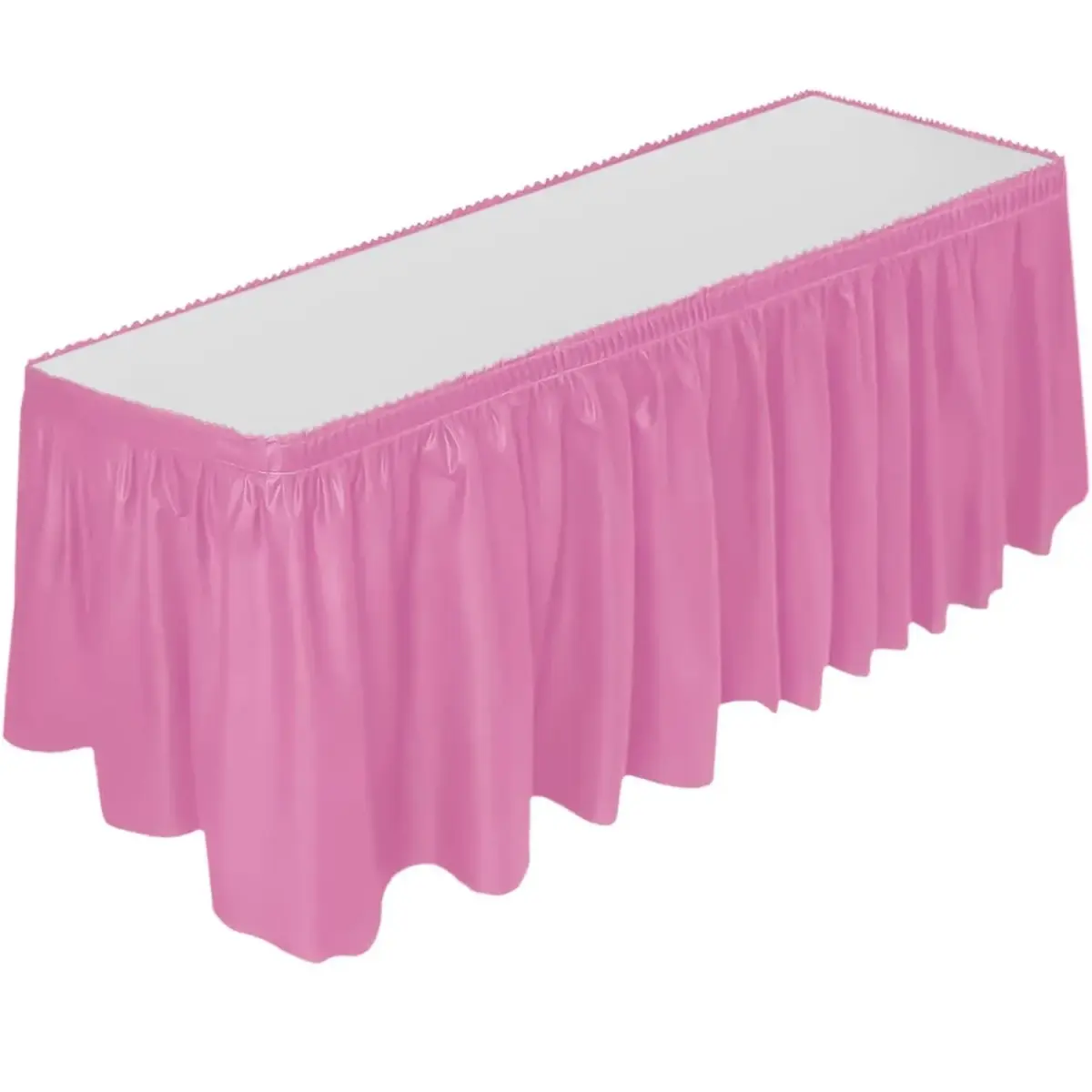 DecorRack Plastic Table Skirt Light Pink 73 cm (29 in) x 4.26 m (14 ft) | BPA-Free & Reusable for Parties - main product image