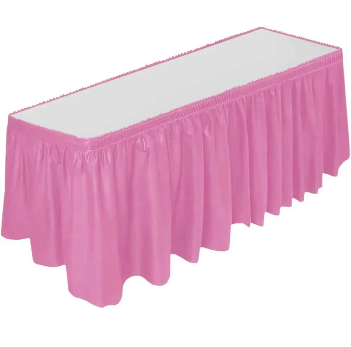 DecorRack Plastic Table Skirt Light Pink 73 cm (29 in) x 4.26 m (14 ft) | BPA-Free & Reusable for Parties - main product image