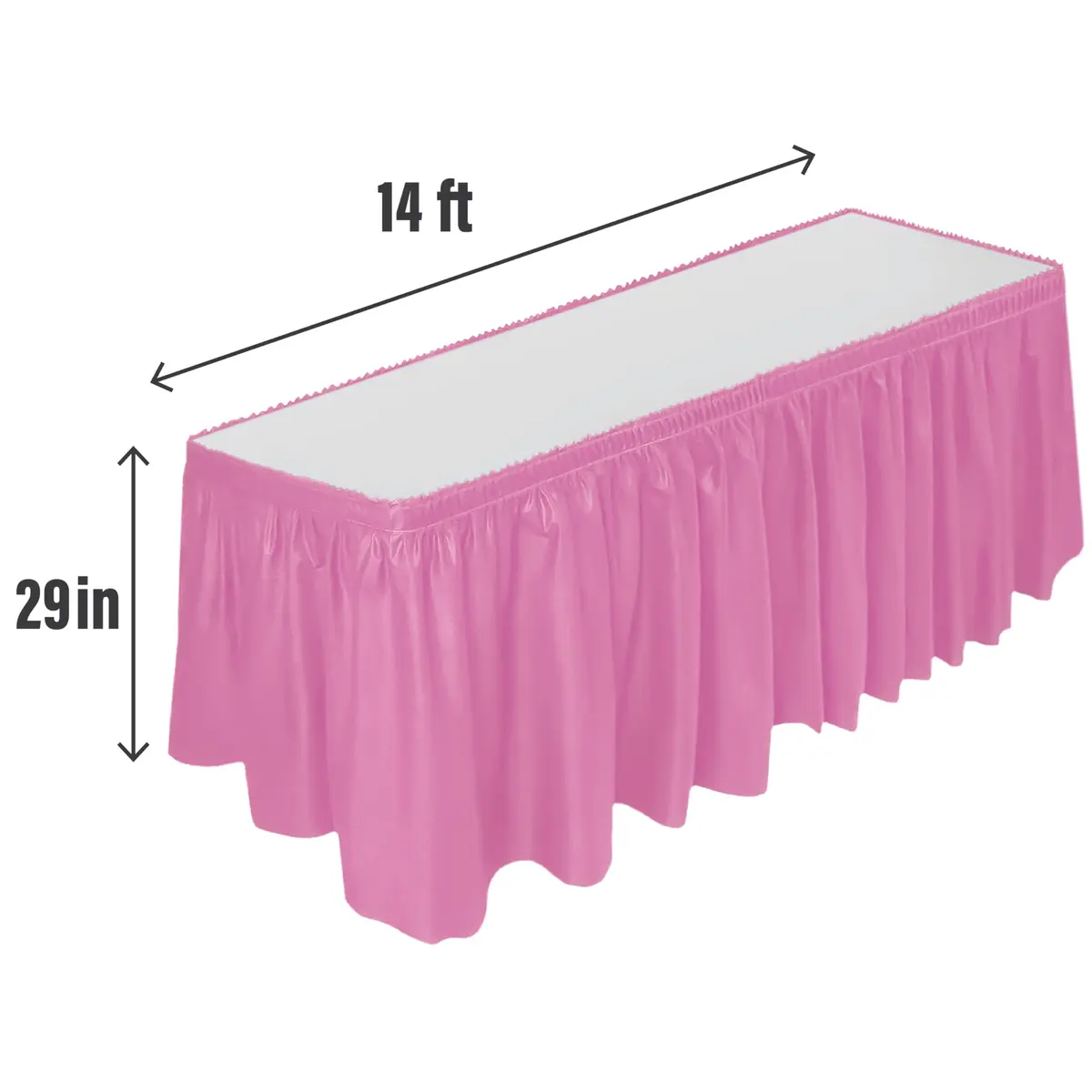 DecorRack Plastic Table Skirt Light Pink 73 cm (29 in) x 4.26 m (14 ft) | BPA-Free & Reusable for Parties - view 2