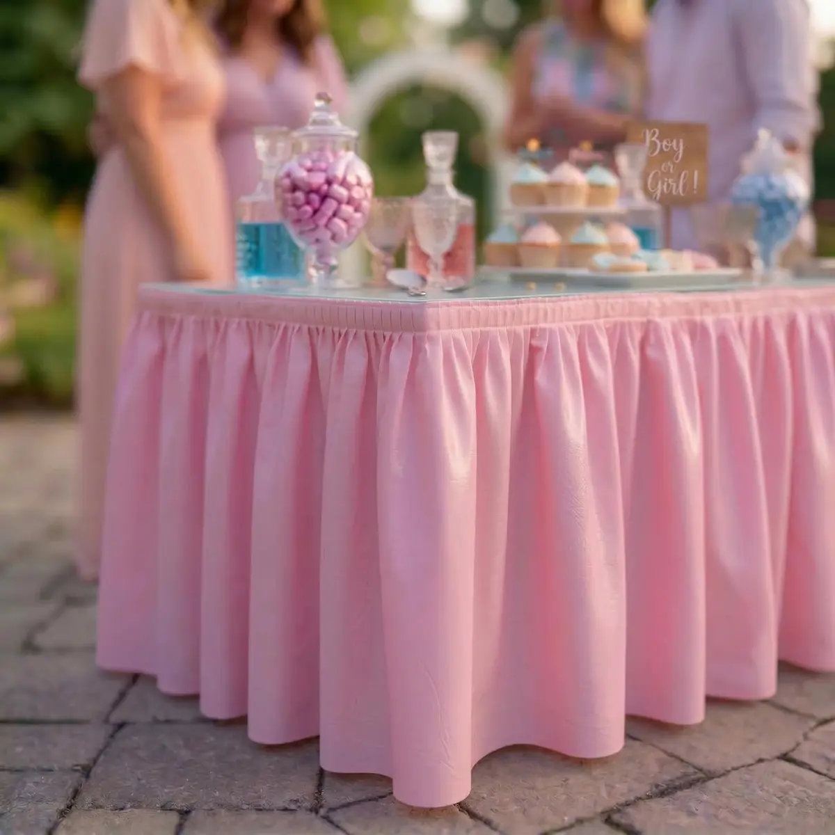 DecorRack Plastic Table Skirt Light Pink 73 cm (29 in) x 4.26 m (14 ft) | BPA-Free & Reusable for Parties - view 4