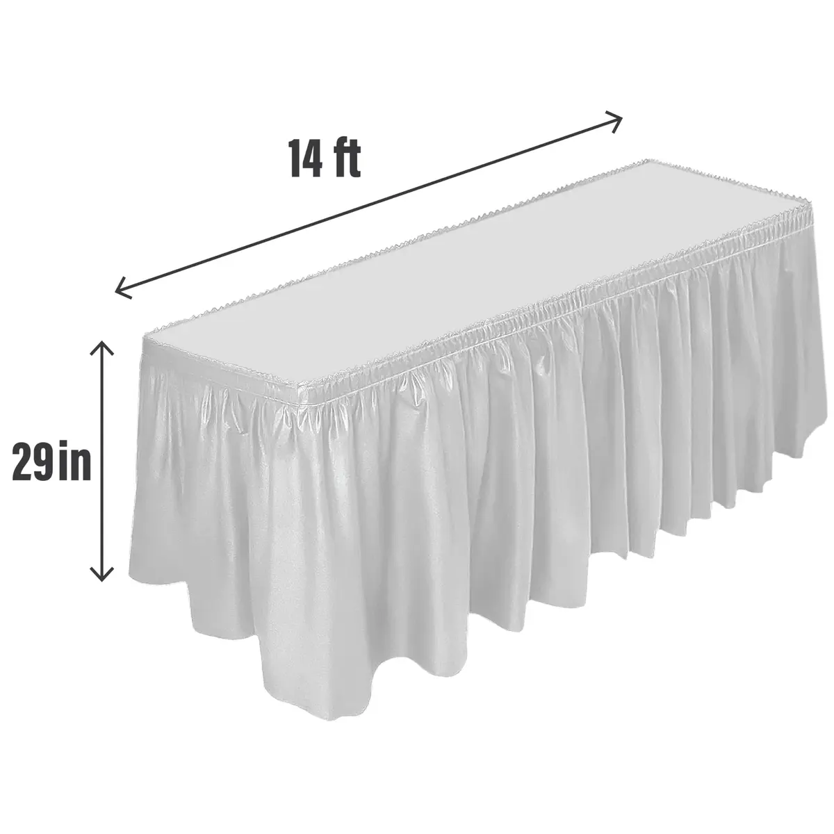 DecorRack White Plastic Table Skirt 4.26 m (14 ft) | BPA-Free, Disposable, Reusable for Events - view 2