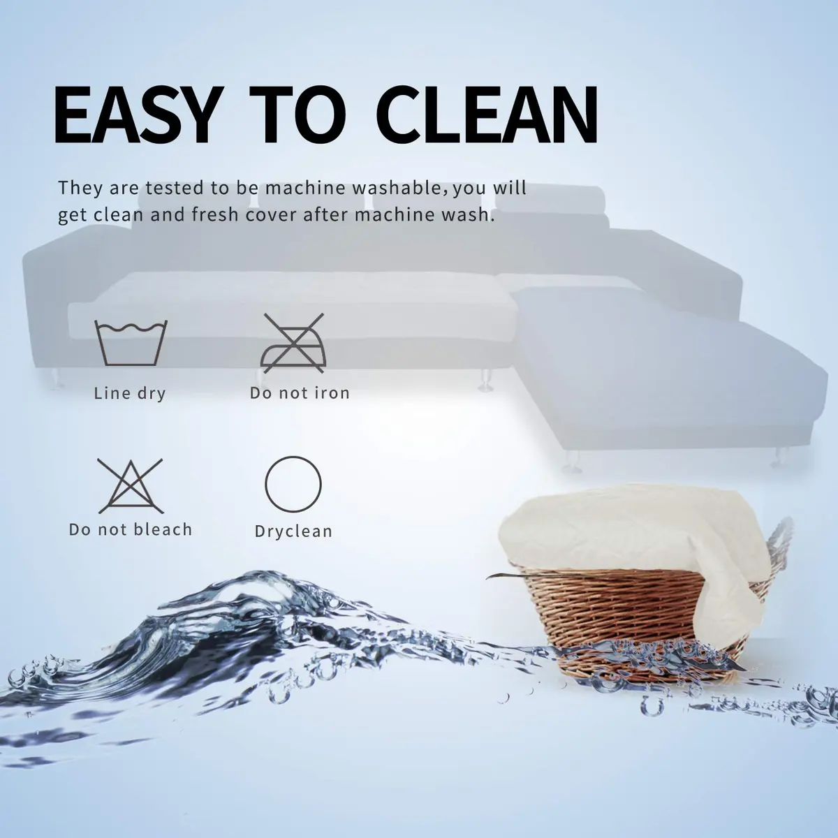 Easy-Going Reversible L Shape Sofa Cover 42 x 68 inches | Microfiber Furniture Protector for Pets & Kids - view 7