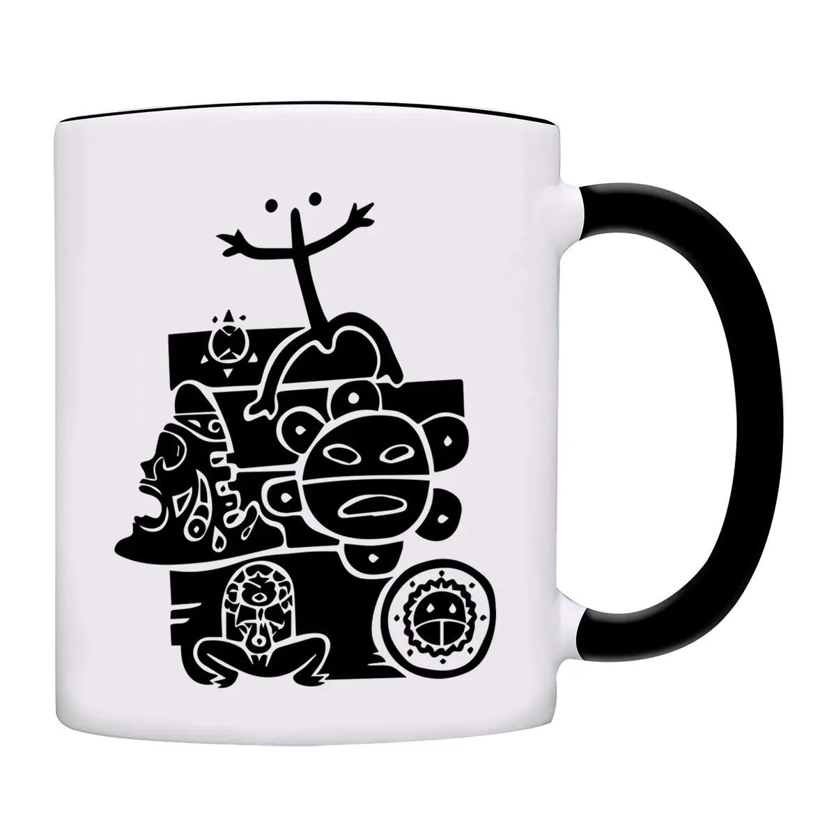 owndis Puerto Rico All Taino Symbols in One Coffee Mug-0155-Black | 11oz Ceramic Drinkware with Puerto Rican Emblems - main product image