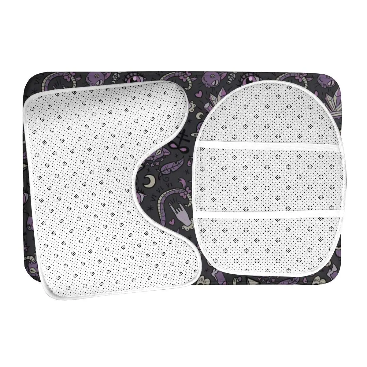 YEGFTSN Purple Black Goth Spooky Bathroom Rugs Set 3 Pcs Non Slip Absorbent - view 6