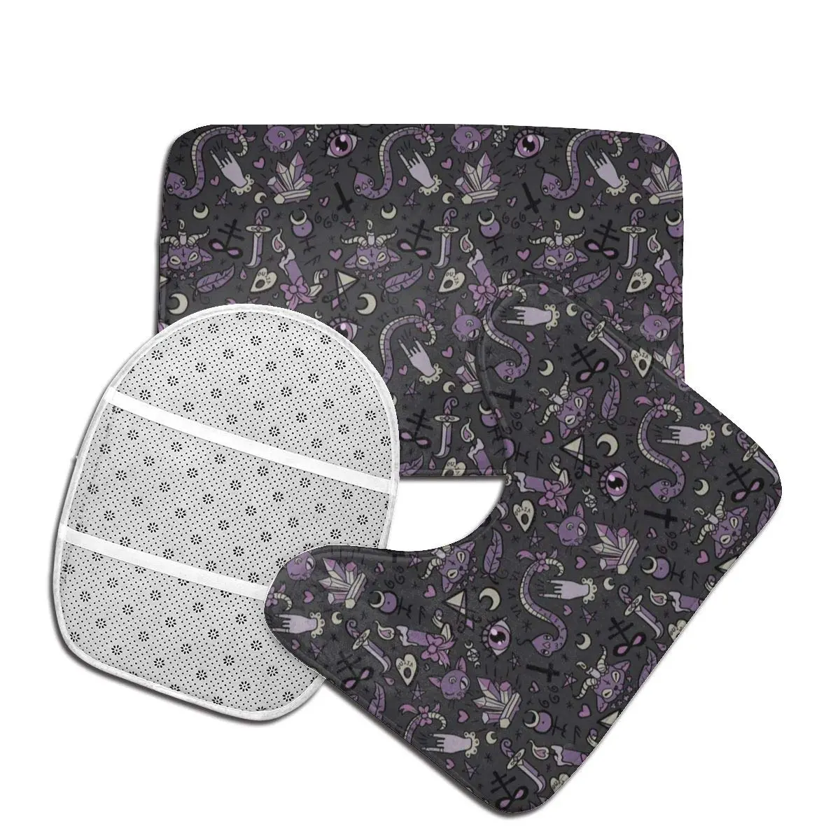 YEGFTSN Purple Black Goth Spooky Bathroom Rugs Set 3 Pcs Non Slip Absorbent - view 3