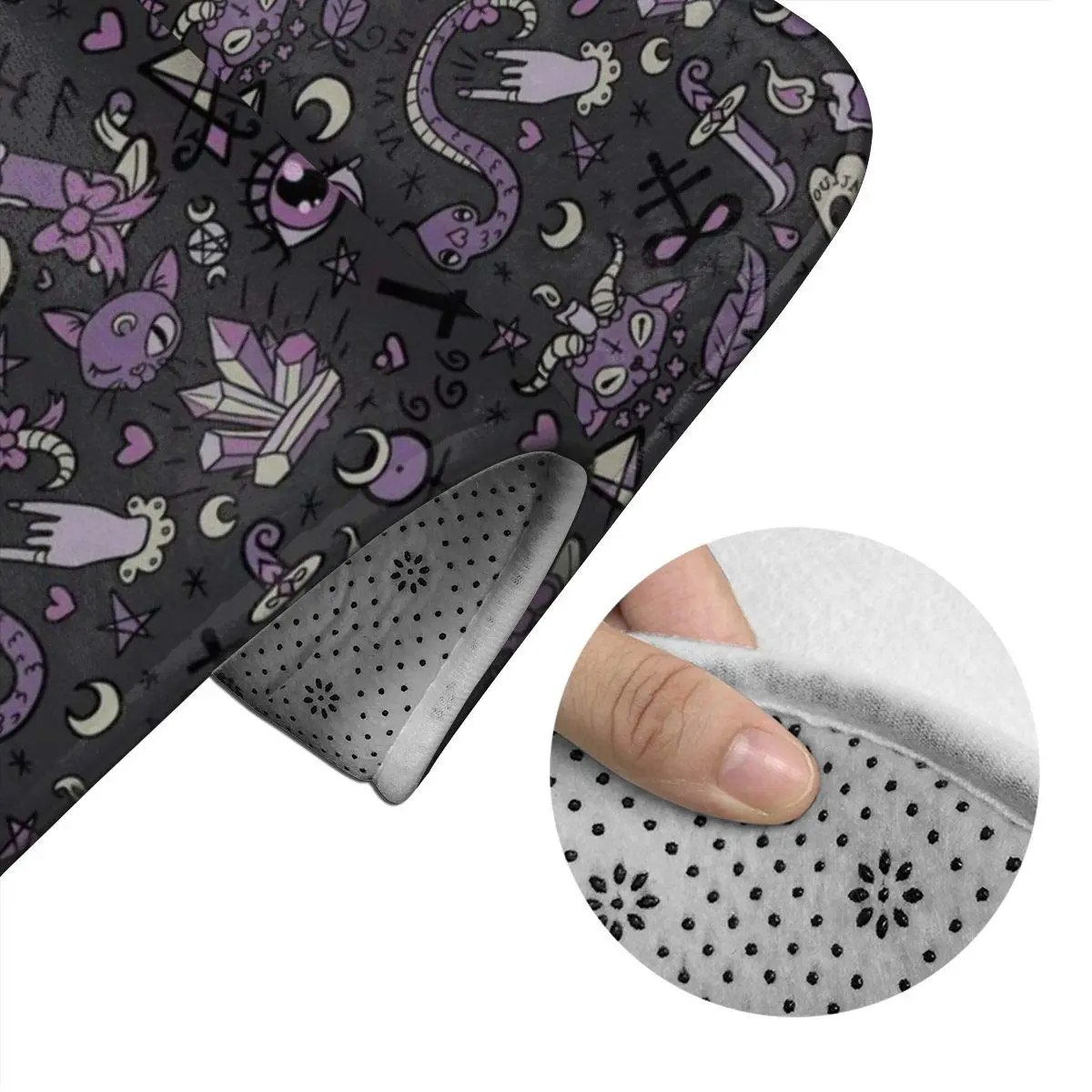YEGFTSN Purple Black Goth Spooky Bathroom Rugs Set 3 Pcs Non Slip Absorbent - view 4