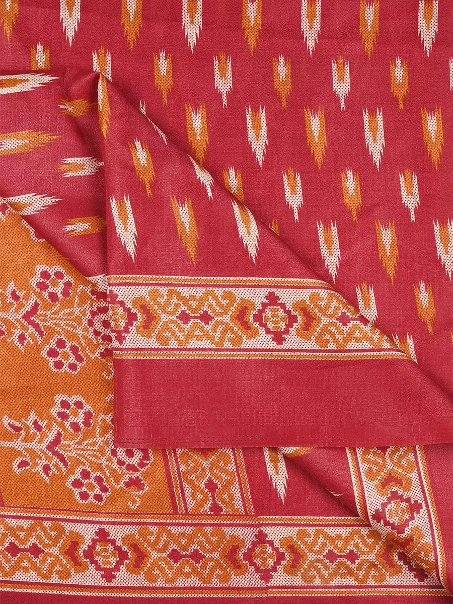DUPATTA BAZAAR Women's Red & Yellow Printed Silk Dupatta | Versatile Ethnic Wear (70-120 chars) - view 5