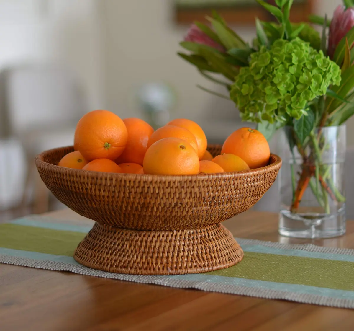 Kouboo La Jolla Rattan Fruit Bowl Large Kitchen Counter Basket Honey-Brown | Handwoven, Food Safe, Artisan Style - view 2