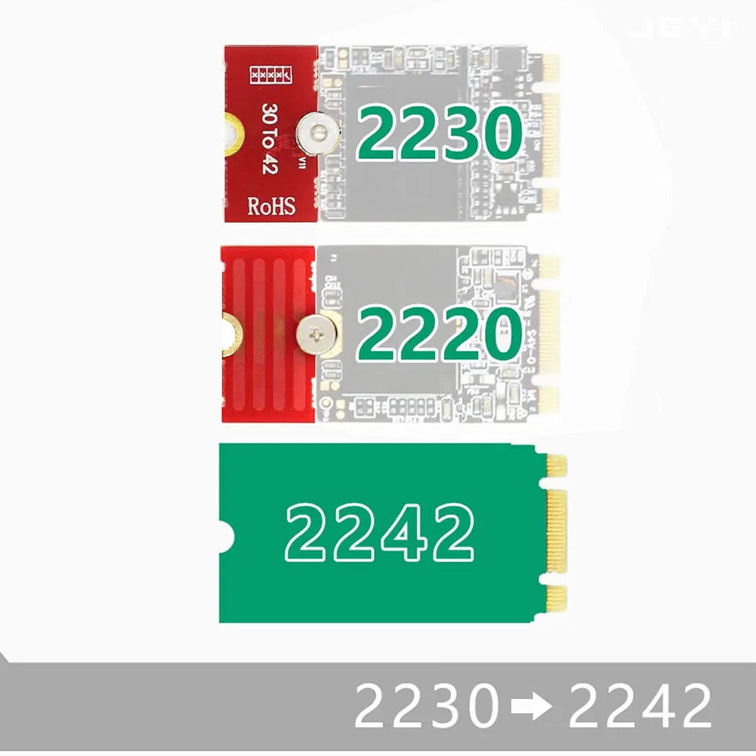 JEYI M2 M2PLUS NGFF NVME M.2 Extended Transfer 2230, 2242, 2260, 2280 | Durable Metal Support, Adjustable Length, Easy Install - view 4