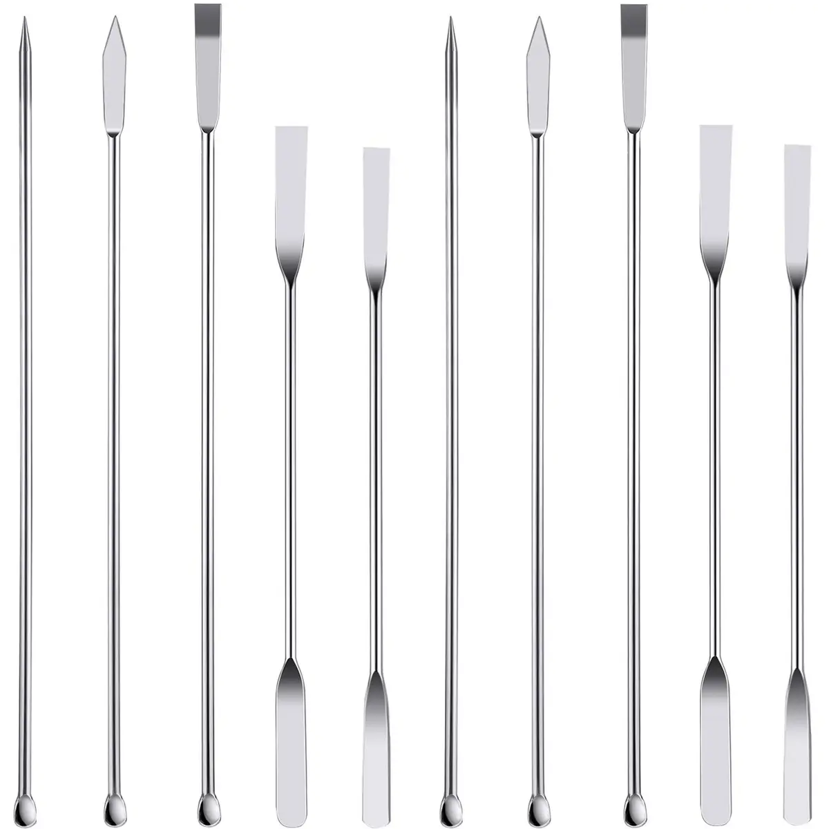 Boao 10 Pcs Stainless Steel Lab Spatulas Double Ended Sampling Scoop | Durable, Rust-Resistant Laboratory Utensils - main product image