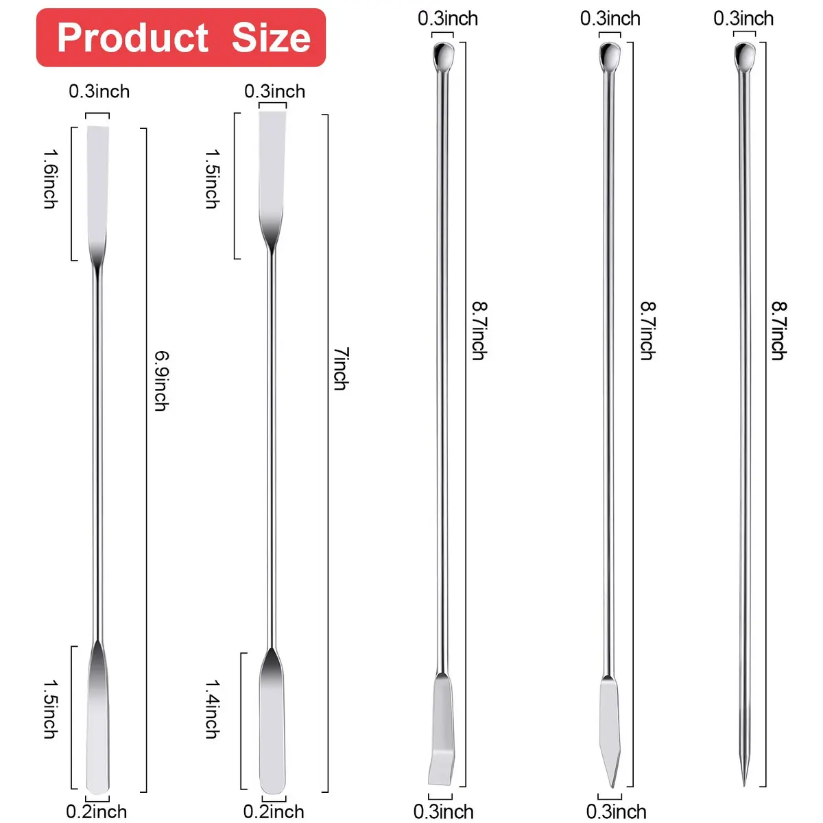 Boao 10 Pcs Stainless Steel Lab Spatulas Double Ended Sampling Scoop | Durable, Rust-Resistant Laboratory Utensils - view 3