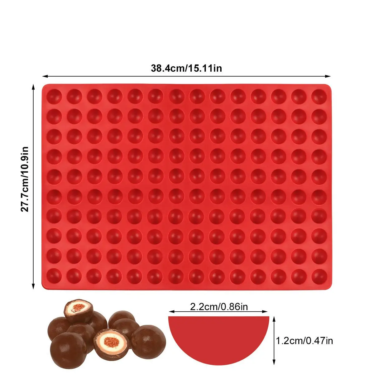 Palksky 140-Cavity Small Round Silicone Mold | 38.4mm (0.9 inch) Cavities for Chocolate, Candy, Dog Treats - view 2