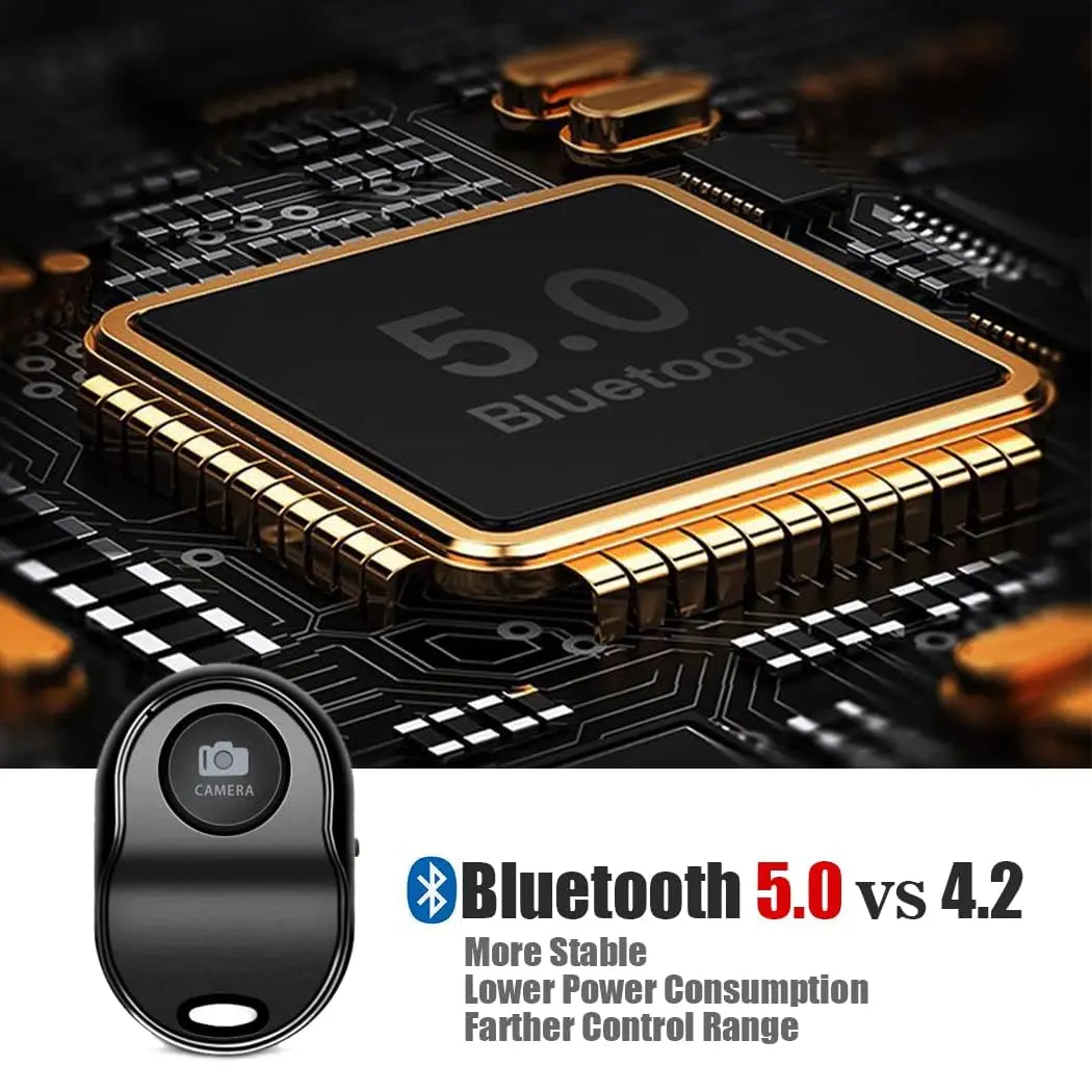 [ASHUTB] Bluetooth 5.0 Remote Shutter for iPhone & Android Camera | Wireless Selfie Button, 50 ft Range, Half-Year Battery (Black) - view 3