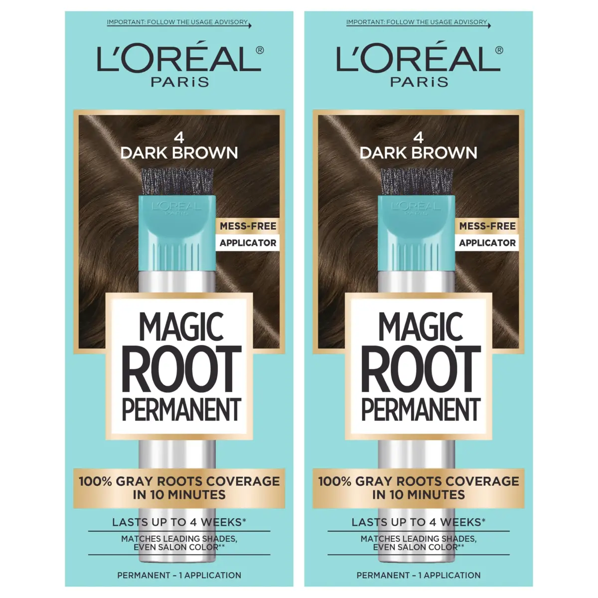 L'Oreal Paris Magic Root 4 Dark Brown Permanent Hair Color Kit - Pack of 2 for 10-Minute Gray Coverage - main product image