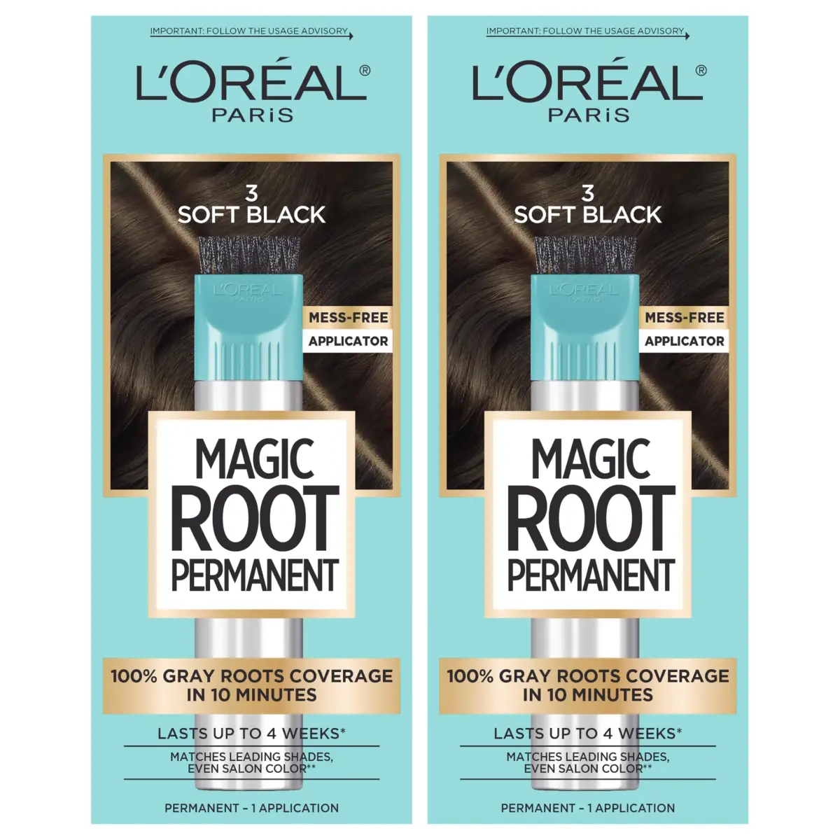 L'Oreal Paris Magic Root Permanent Hair Color Kit 3 Soft Black, Pack of 2 | 10-Minute Gray Coverage - main product image
