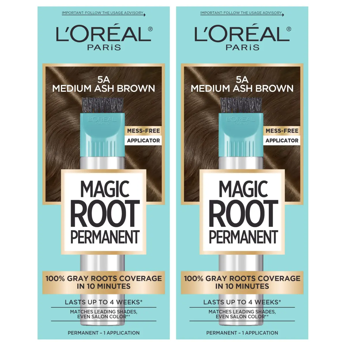 L'Oreal Paris Magic Root Permanent Hair Color Kit 5A Medium Ash Brown, Pack of 2 - main product image