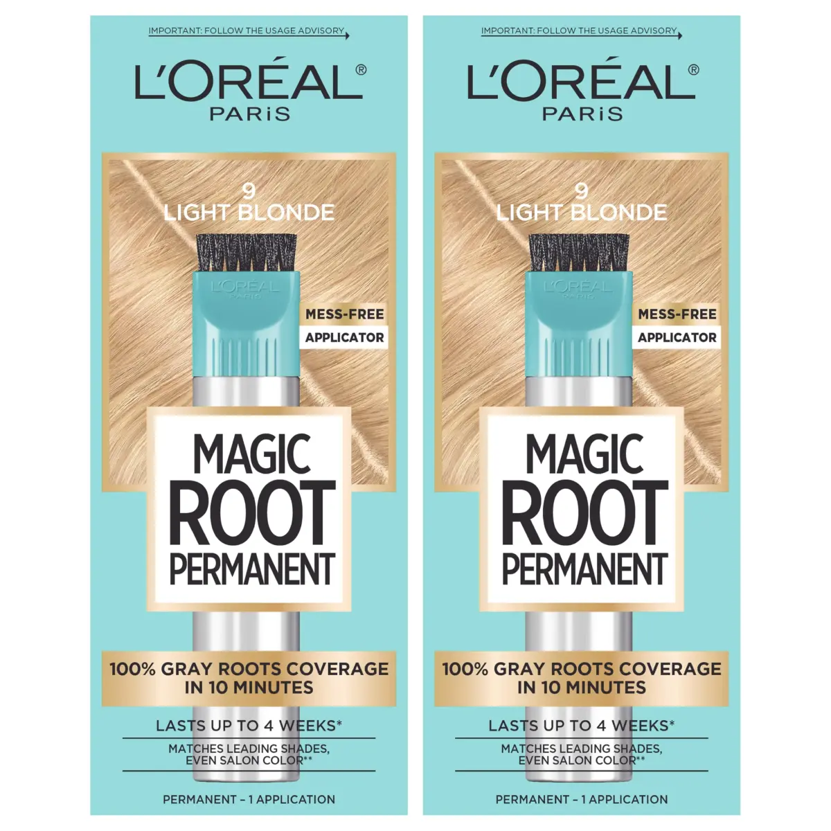 L'Oreal Paris Magic Root Permanent Hair Color Kit 9 Light Blonde - Pack of 2 for 10-Minute Gray Coverage - main product image