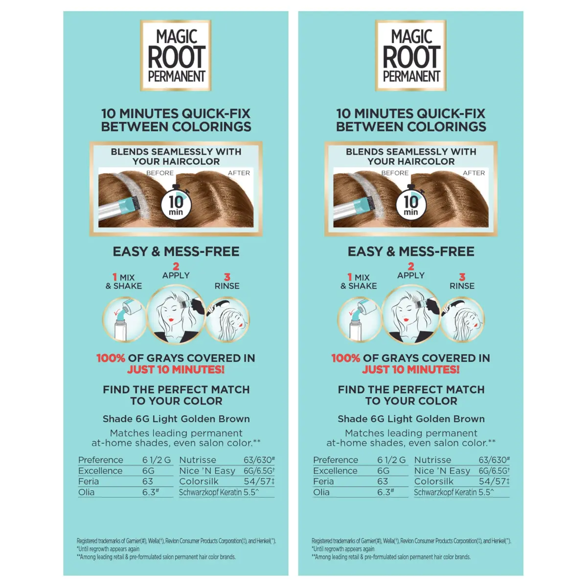 L'Oreal Paris Magic Root Permanent Hair Color Kit 6G Light Golden Brown, 2 Count Pack | 10-Minute Gray Coverage - view 2